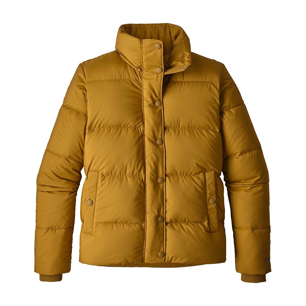 Patagonia Silent Down Puffer Jacket in Mustard Yellow / Kastanos Brown 🦅